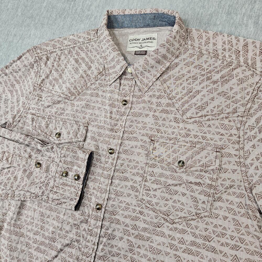 Cody James Shirt Mens 2XL Beige Soutwest Aztec Geometric Pearl Snap